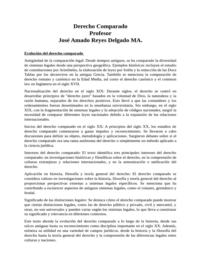 Evolución del Derecho Comparado | PDF | Ley comparativa | Familia