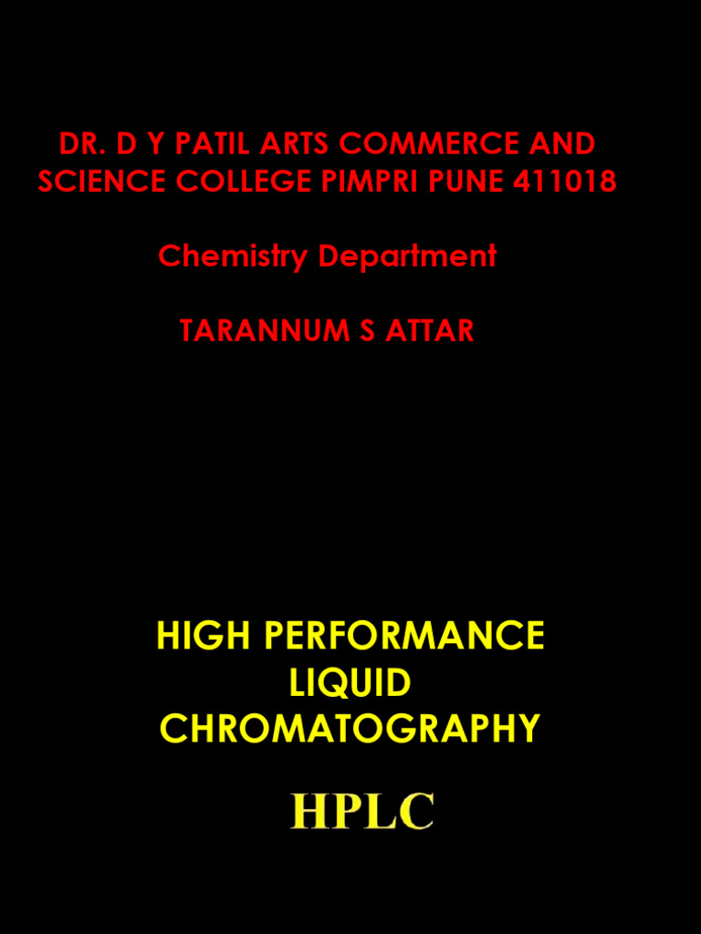HPLC: Principles and Column Types | PDF | High Performance Liquid ...