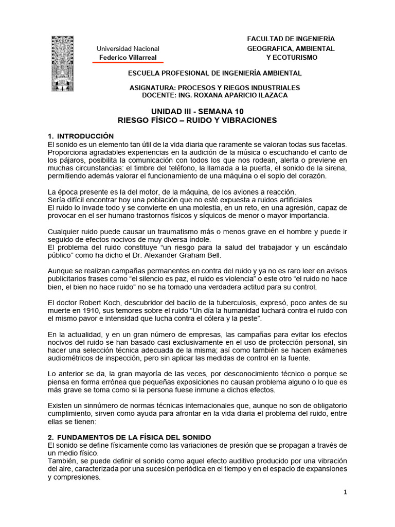 Riesgos de Ruido y Vibraciones Laborales | PDF | Sonido | ruido
