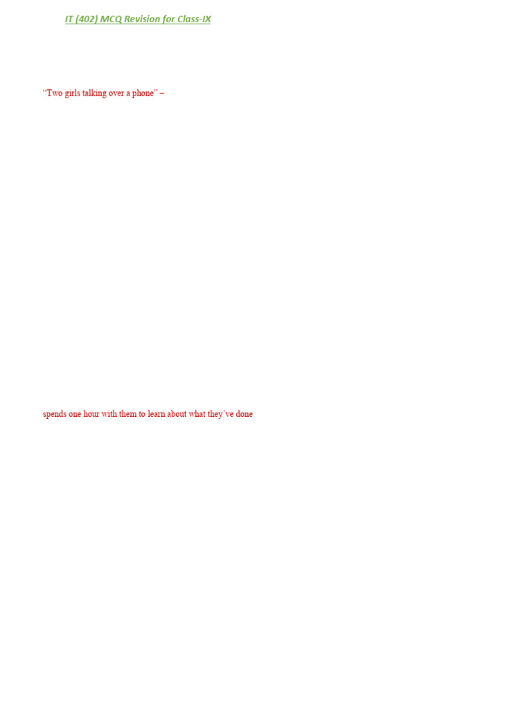 Class 9 IT MCQ Revision Guide | PDF | Computer Keyboard | Page Layout