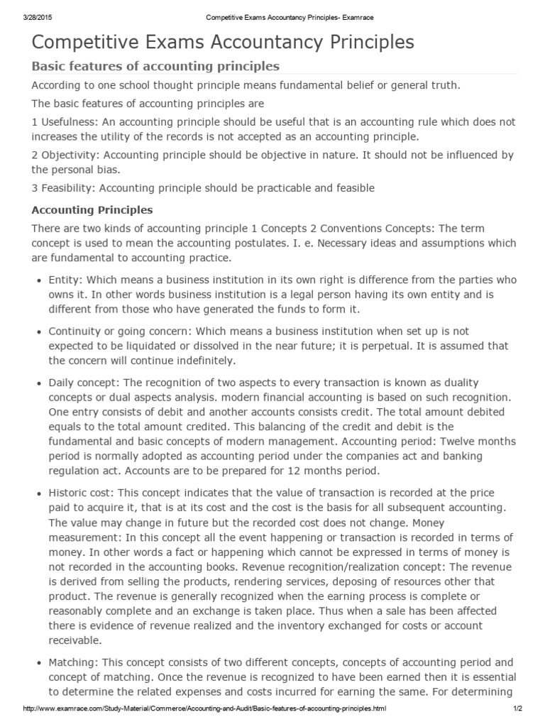 Key Features of Accounting Principles | PDF | Revenue | Debits And Credits