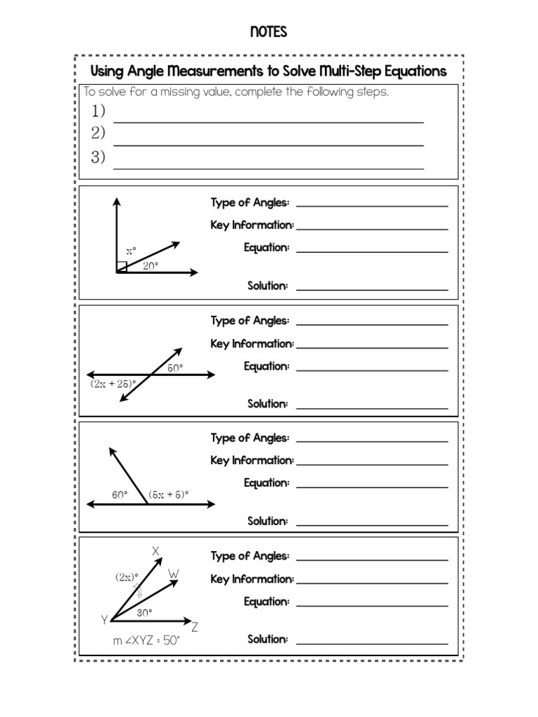 Grade 7 Angles Multi-Step Worksheet | PDF | Angle | Euclidean Geometry