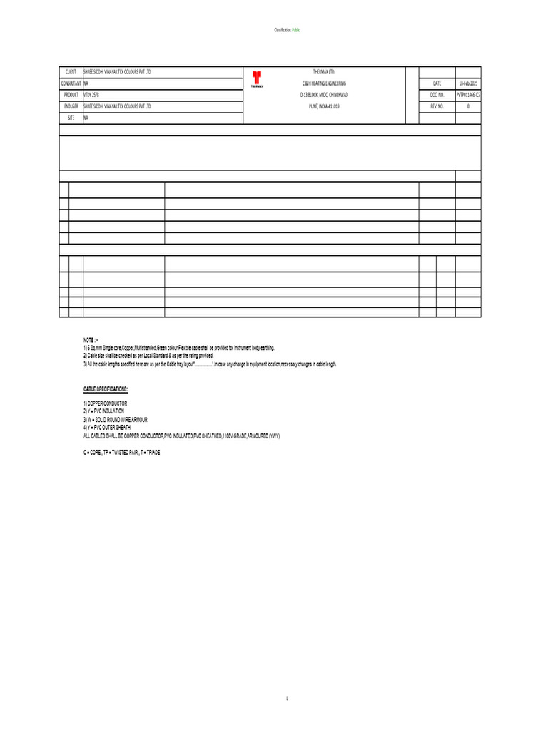 Instrument Cable Schedule Overview | PDF | Manufactured Goods | Electricity