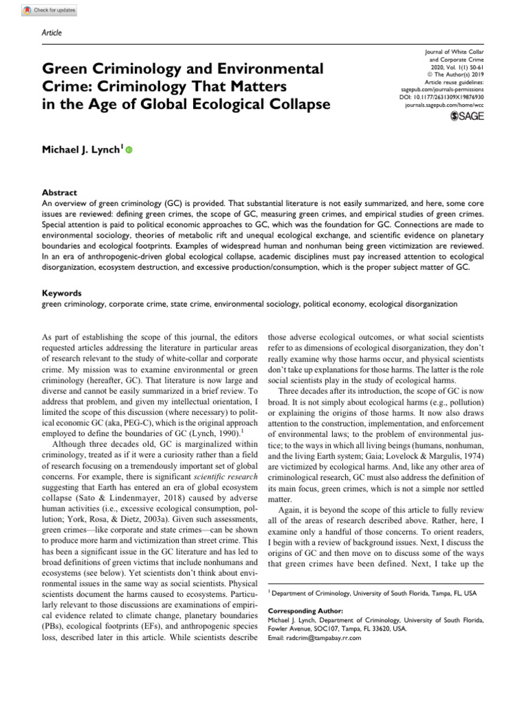 Green Criminology in Ecological Crisis | PDF | Criminology | Crimes