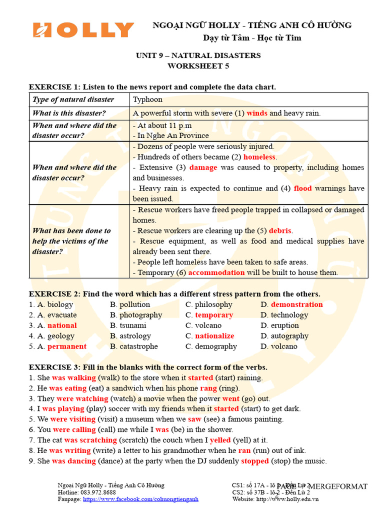 (KEY) Grade 8 - Unit 9 - Worksheet 5 | PDF | Tsunami | Volcano