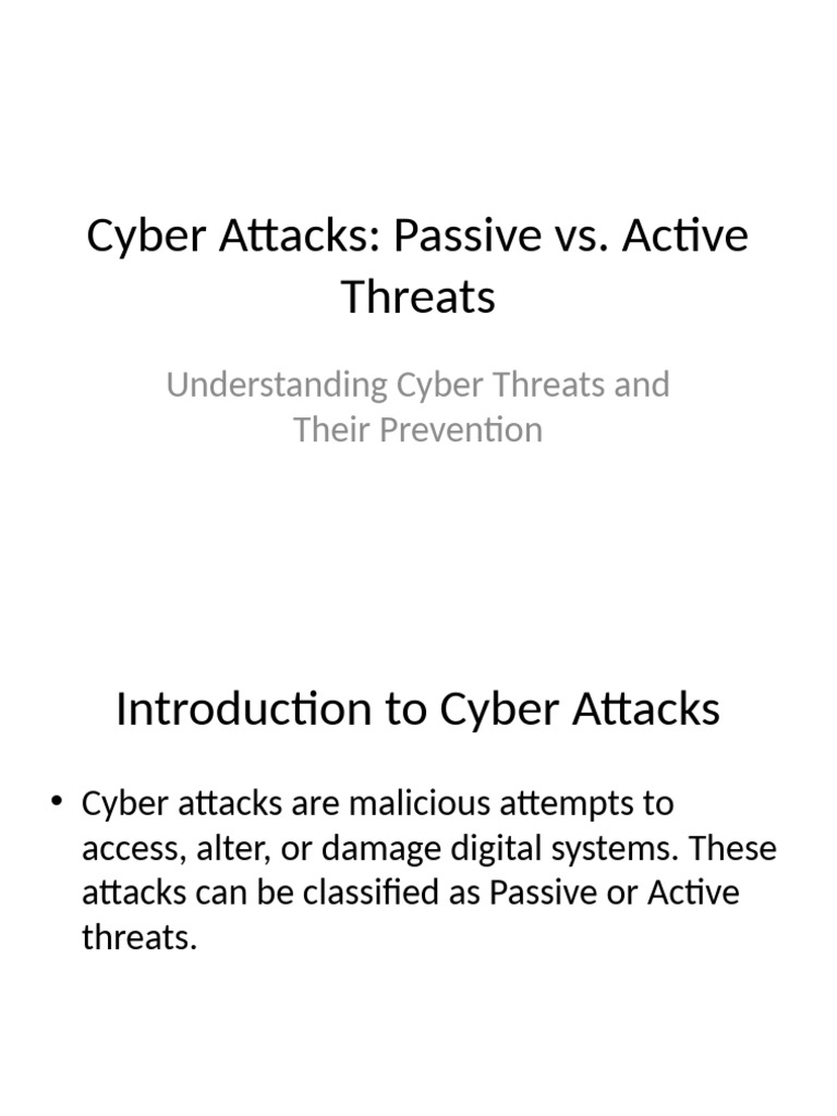 Cyber attacks passive vs active threats pdf
