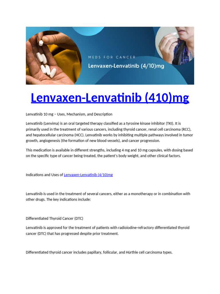 Lenvaxen Lenvatinib (4 10) MG | PDF | Cancer | Angiogenesis