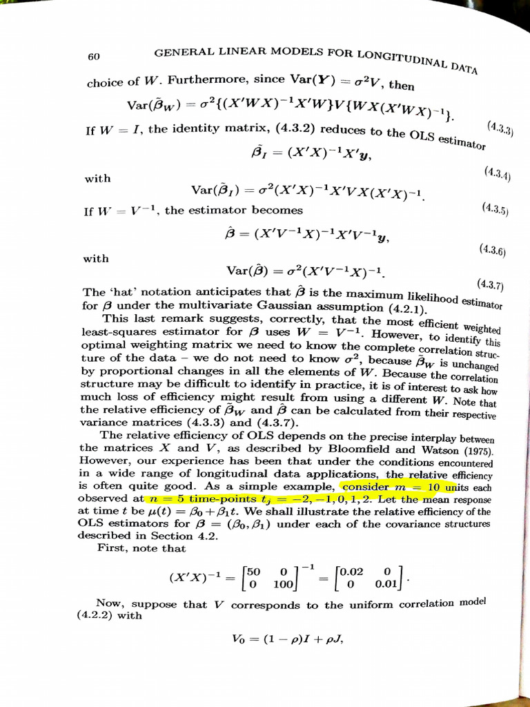 Linear Models for Longitudinal Data | PDF | Ordinary Least Squares ...