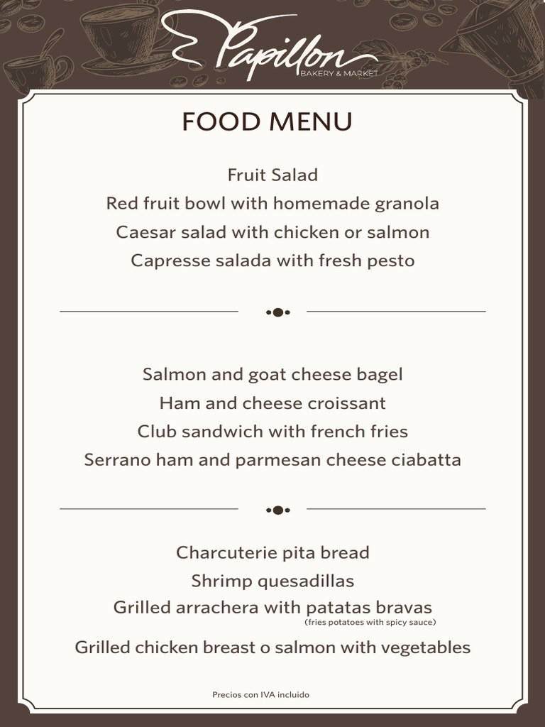 Menu Papillo English | PDF