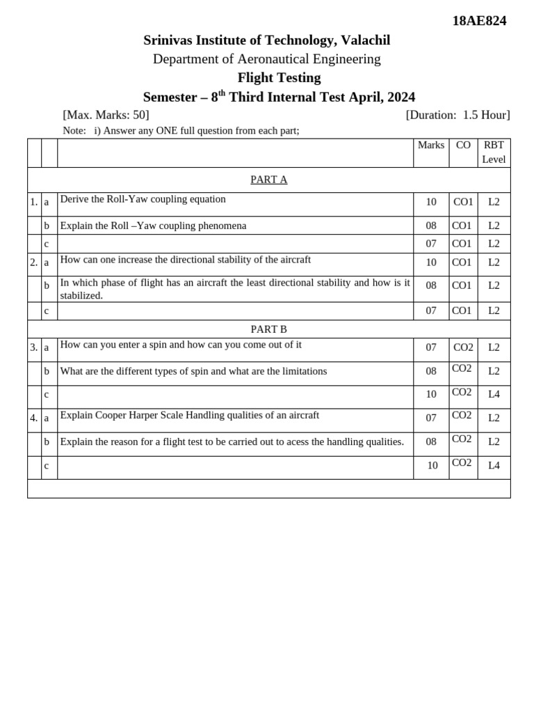 Flight Testing 3rd InternalApril 2024 | PDF