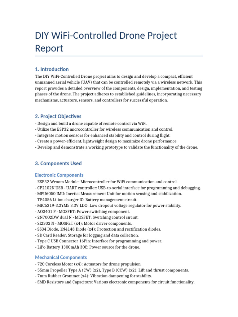 DIY WiFi Drone Project Overview | PDF | Unmanned Aerial Vehicle ...