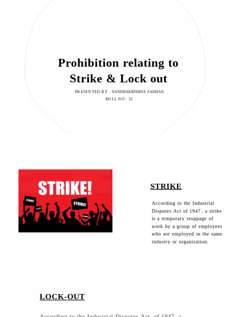 Prohibition of Strikes and Lockouts | PDF | Lockout (Industry) | Strike ...
