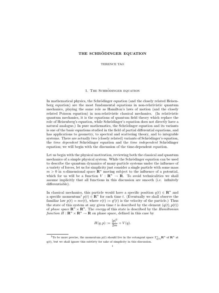 Understanding the Schrödinger Equation | PDF | Schrödinger Equation ...