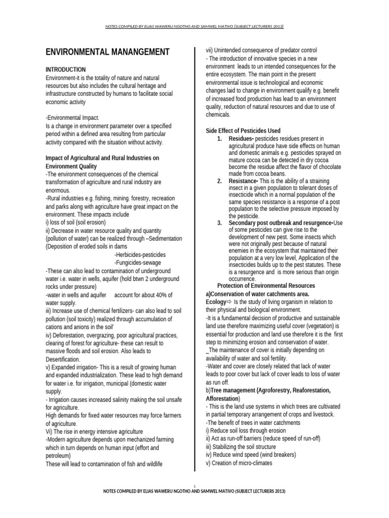 Environmental Management Notes 1 1 | PDF | Environmental Impact ...