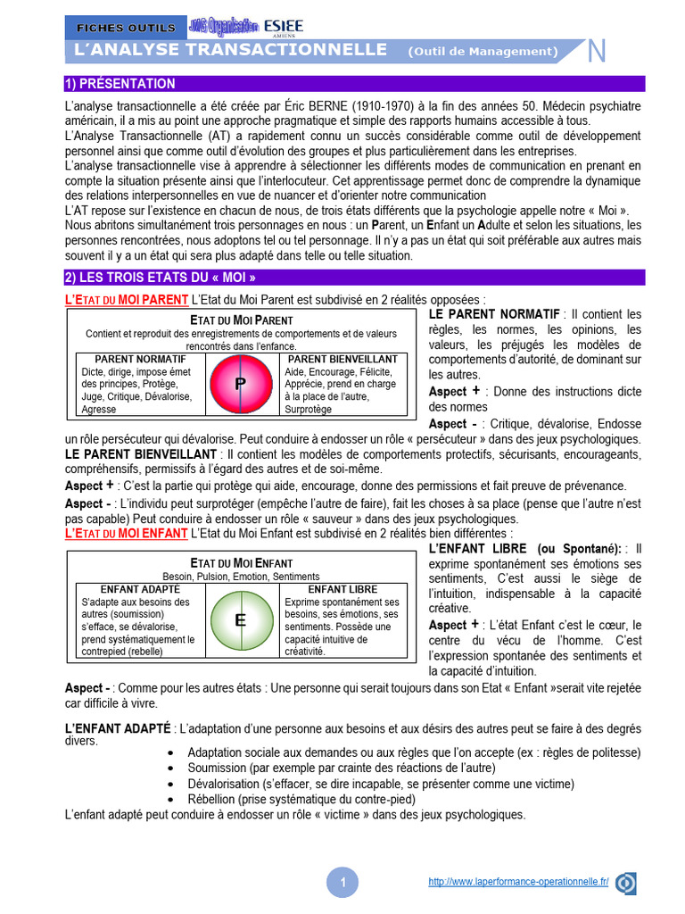 Analyse Transactionnelle : Communication Efficace | PDF | Psychologie ...