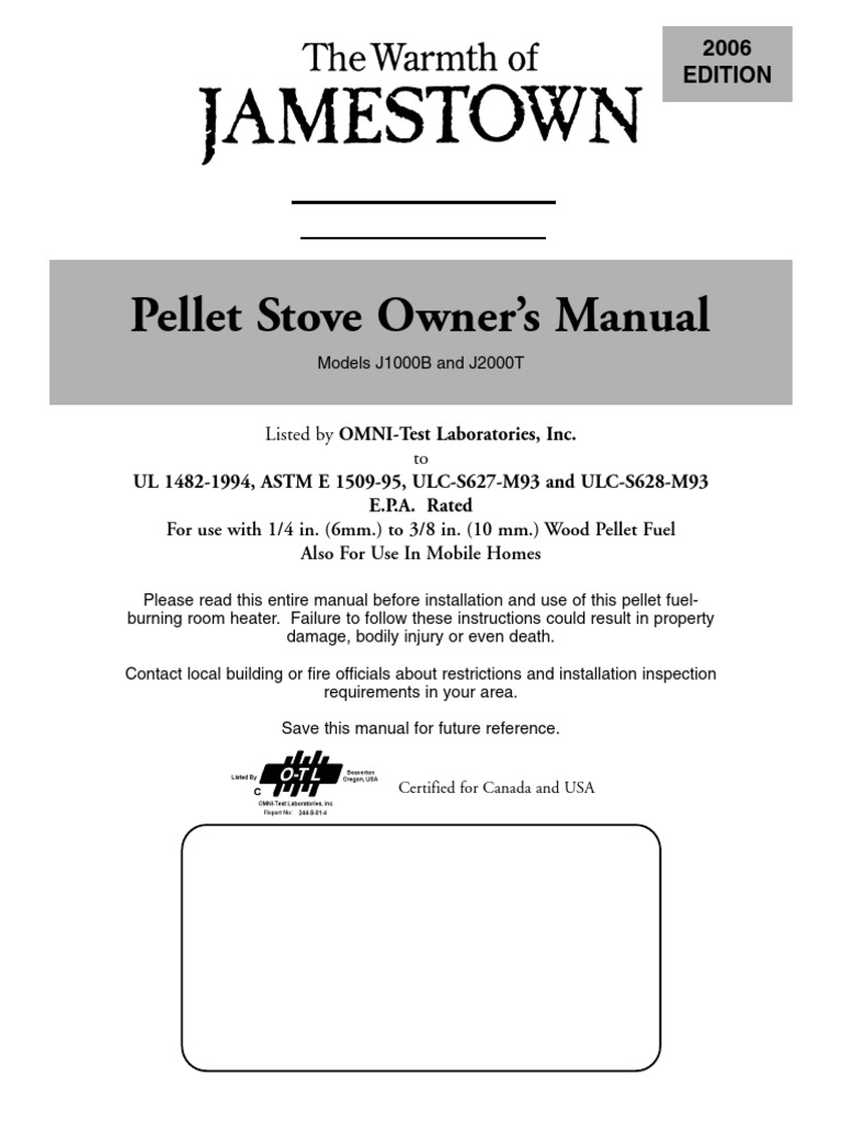 Jamestown Manual Innotech | PDF | Chimney | Stove