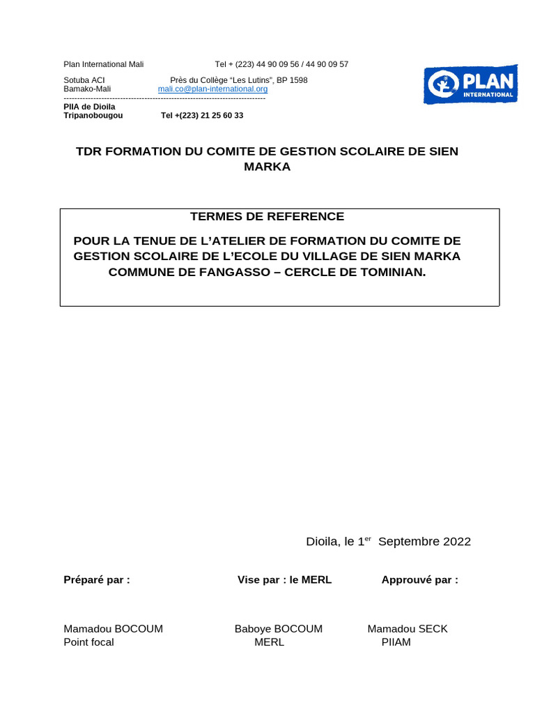 Formation Comité de Gestion Scolaire Sien | PDF | Pédagogie