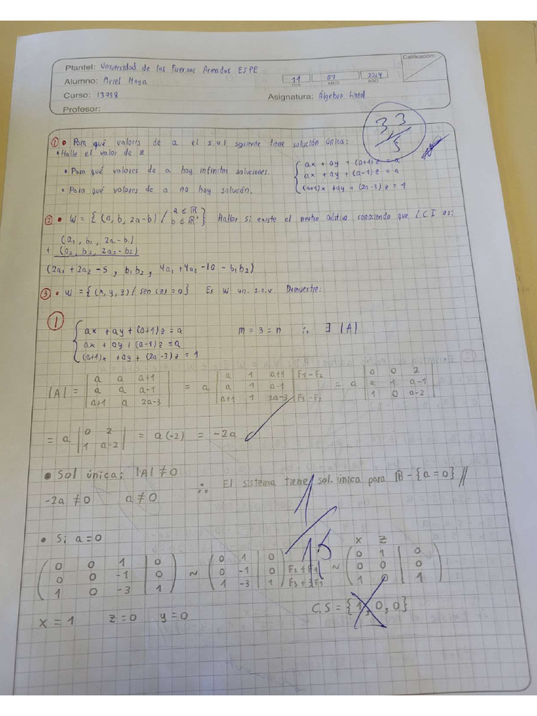 Prueba II Parcial - Moya Ariel - Álgebra Lineal | PDF