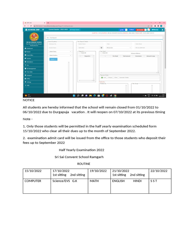 School Closure and Exam Schedule 2022 | PDF
