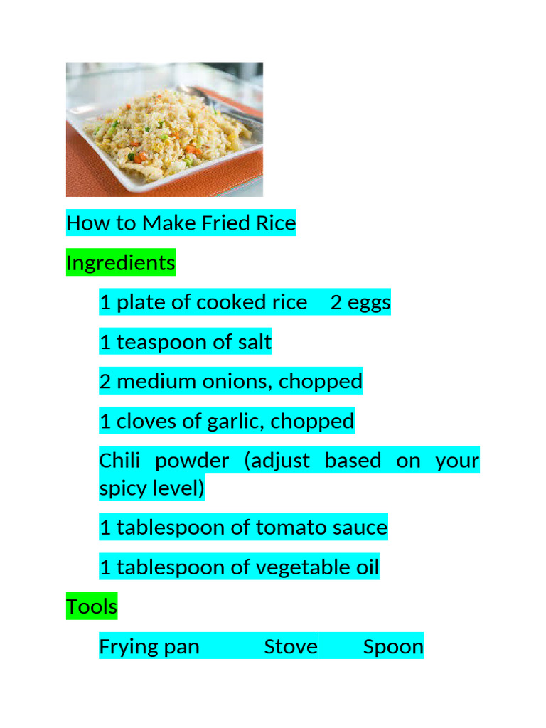 Easy Fried Rice Recipe Guide | PDF