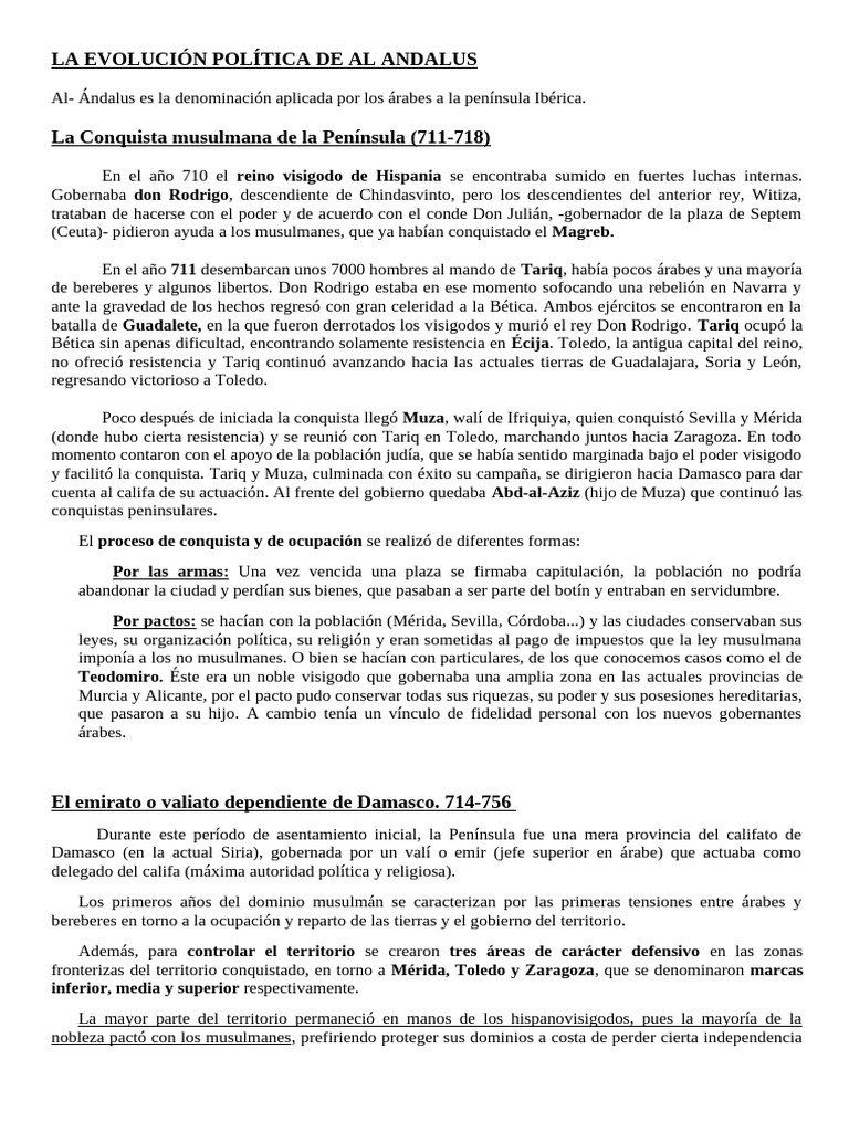 La Evoluciã N Polã Tica de Al Andalus | PDF | Al Andalus | Edades medias