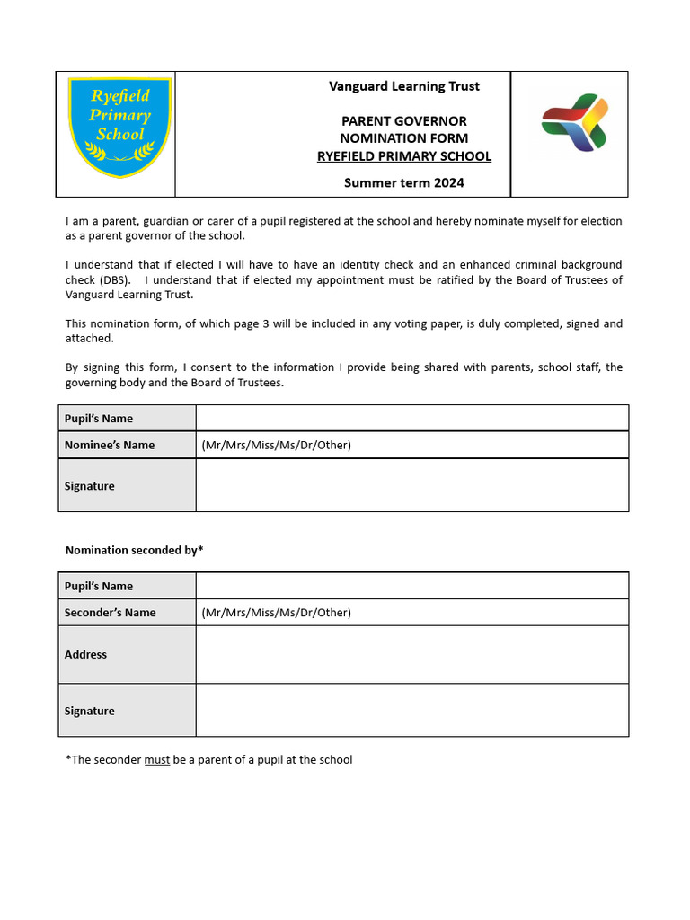 4. RPS - Nomination Form Summer | PDF | Bankruptcy | Justice