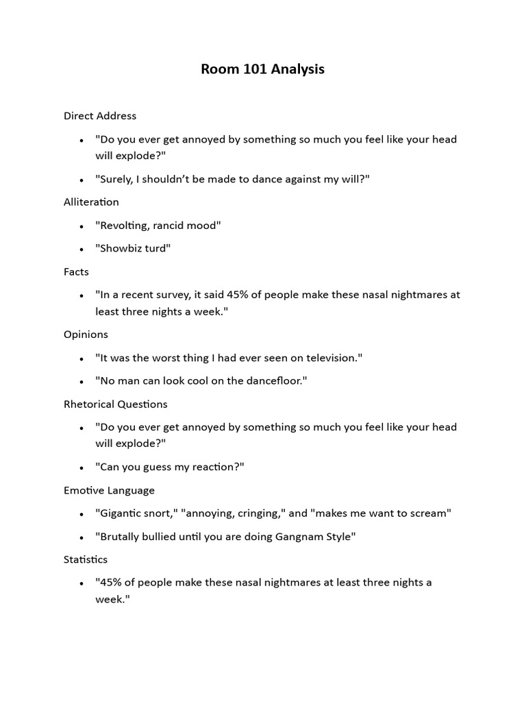 Rhetorical Devices in Room 101 & Chaplin | PDF