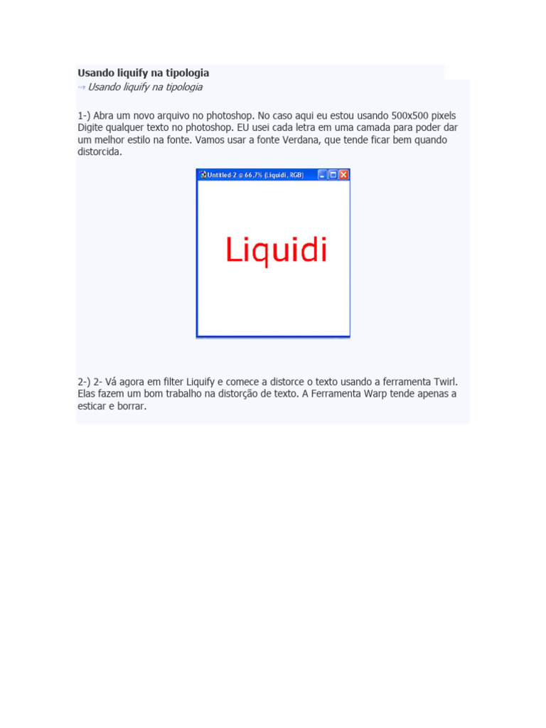 Distorcendo Texto no Photoshop com Liquify | PDF