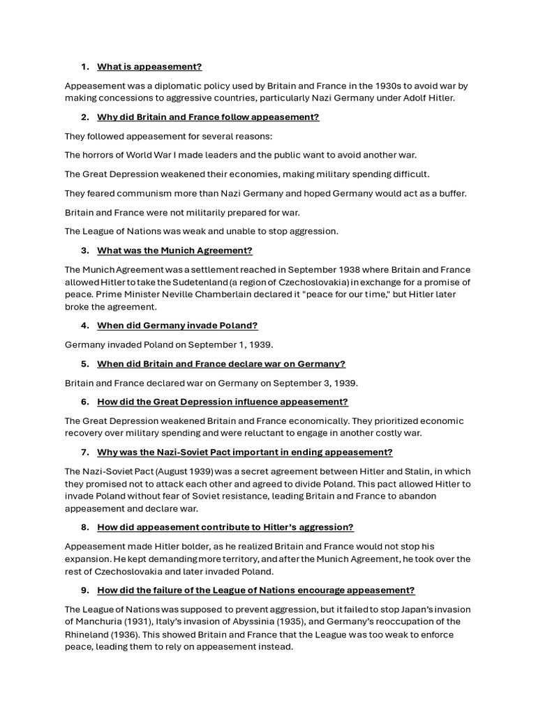 Understanding Appeasement in WWII | PDF | French Third Republic | Nazi ...