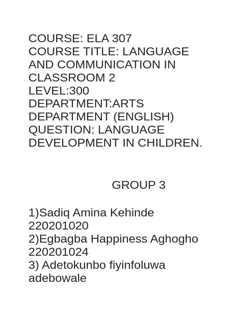 Ela Presentation PDF Language Development Semantics