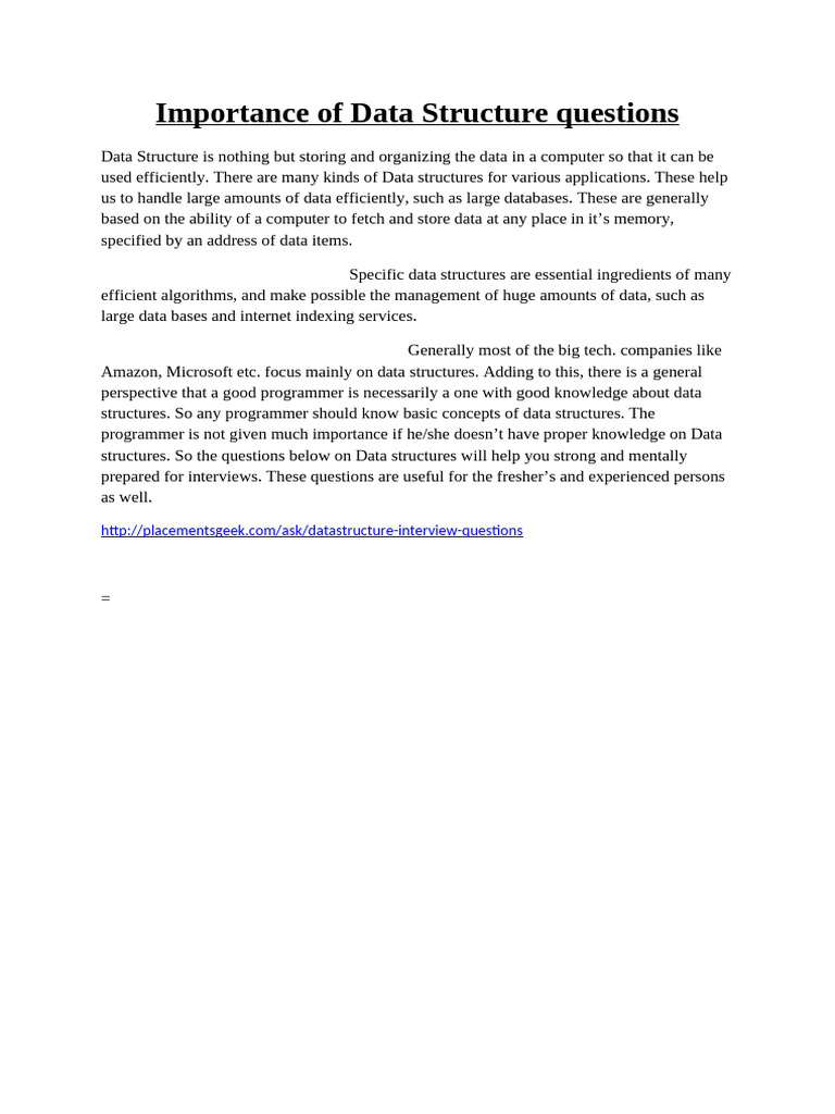 Importance of DATA STRUCTURE | PDF