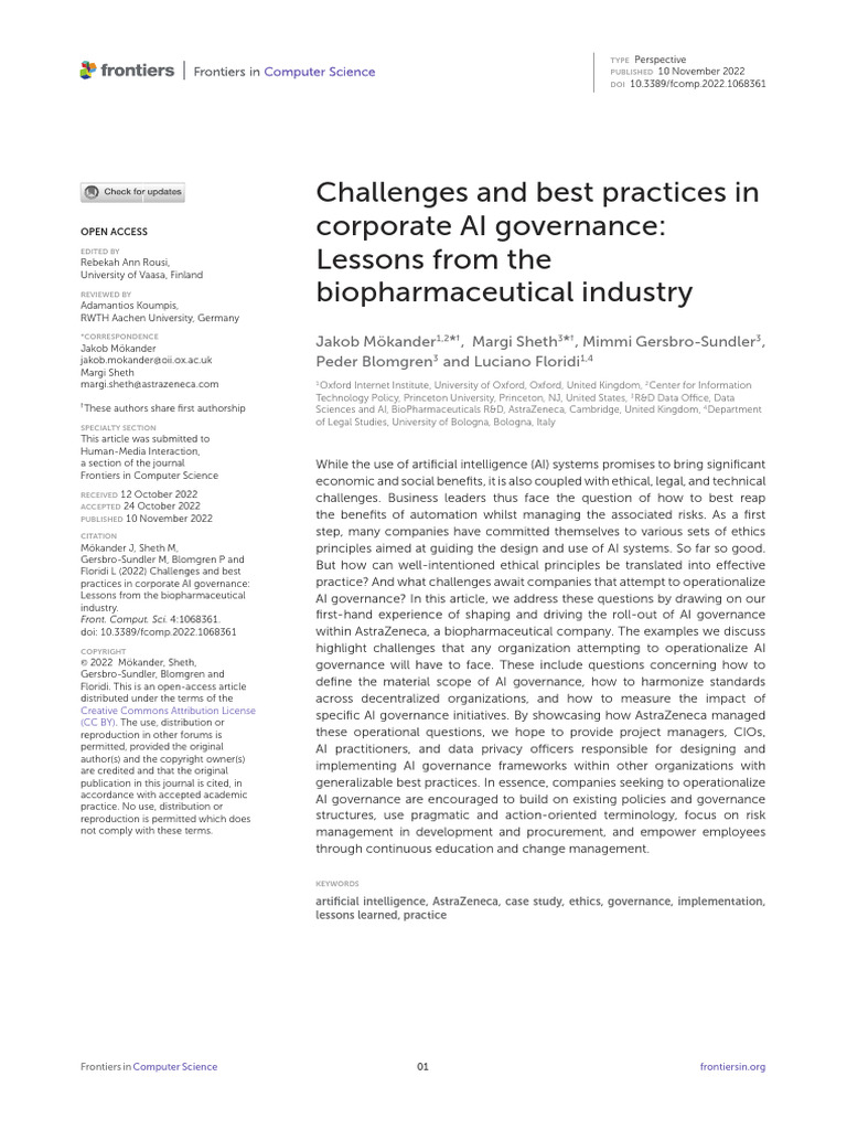 Challenges and Best Practices in Corporate AI Gove | PDF | Artificial ...