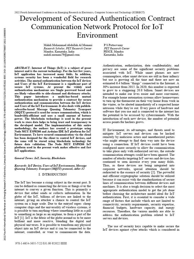 Development of Secured Authentication Contract Communication Network ...