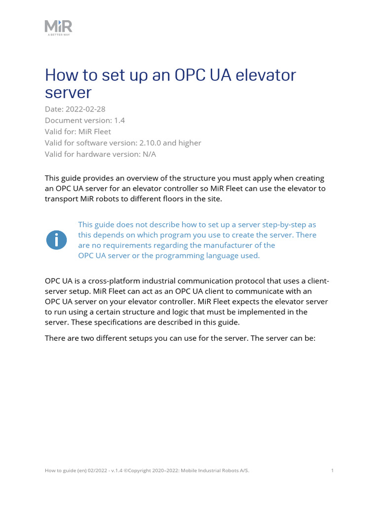 How To Set Up An OPC UA Elevator Server 1.4 - en | PDF | Parameter ...