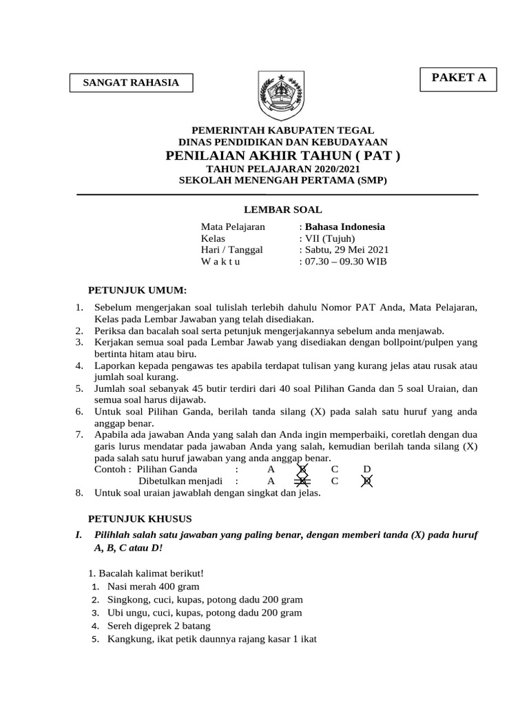 Mapel Bahasa Indonesia | PDF