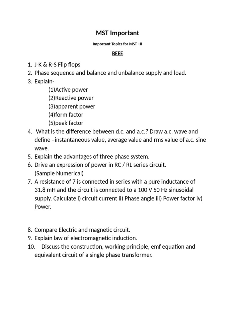 MST Important | PDF