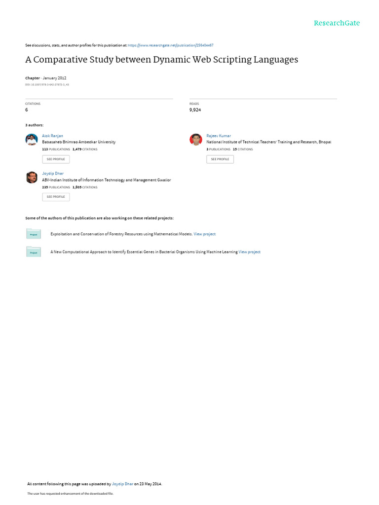 A Comparative Study Between Dynamic Web Scripting Languages | PDF ...
