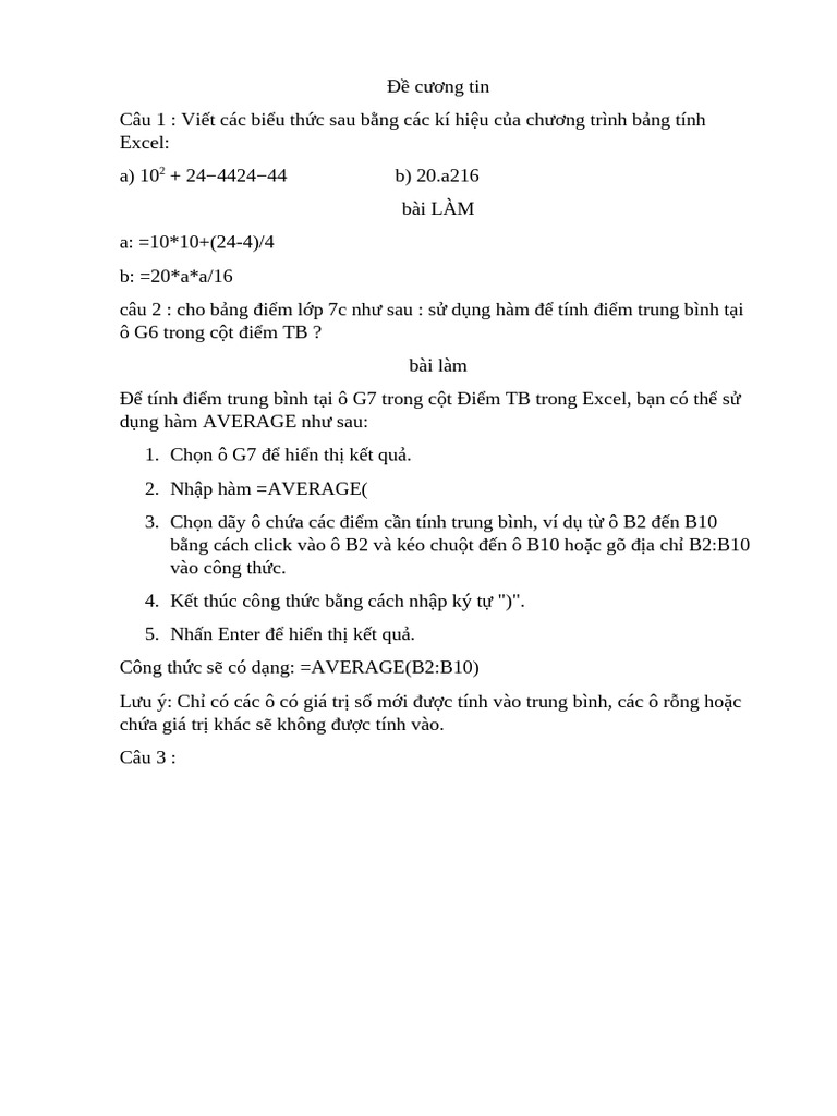 Đề Cương Tin | PDF