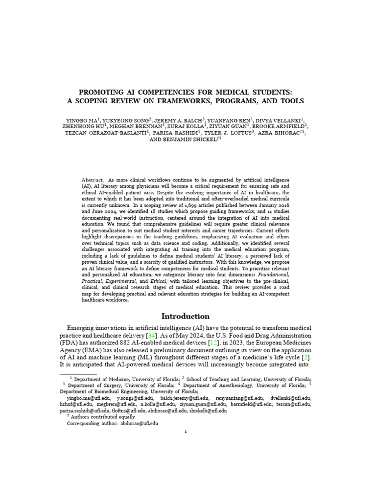 AI Competencies in Medical Education | PDF | Artificial Intelligence ...