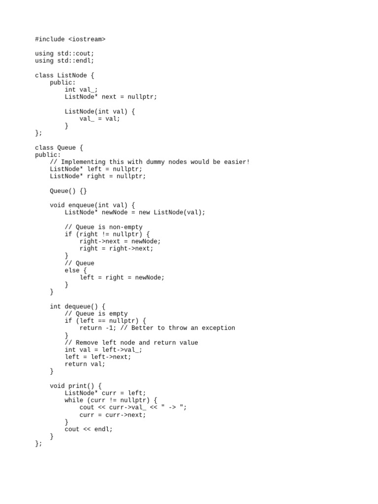 C++ Queue Implementation with Linked List | PDF