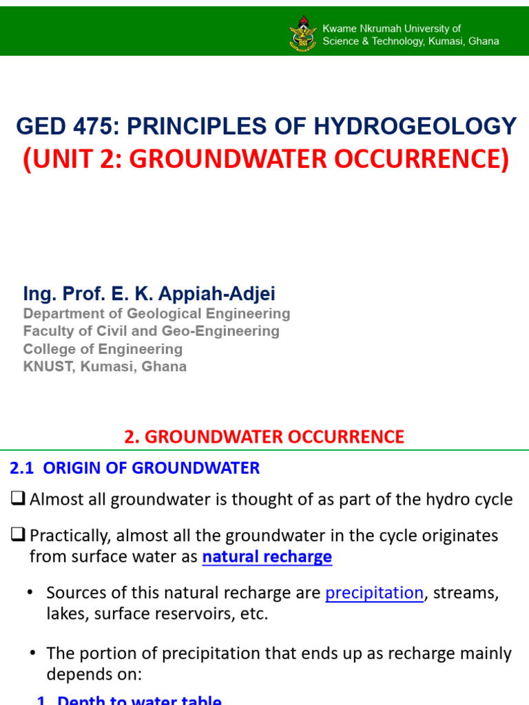 Unit 2 Groundwater Occurrence Updated Version | PDF | Aquifer | Porosity