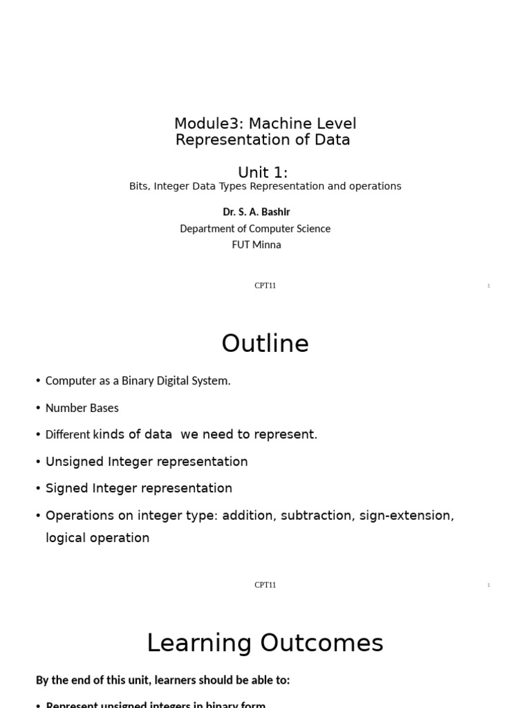 Data RepresentationM3 - Uni1 - 1 To 1 - 3 Slides | PDF | Integer ...