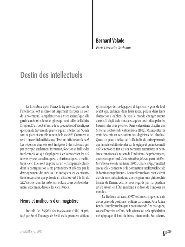 Évolution du rôle des intellectuels en France | PDF | Intellectuel ...