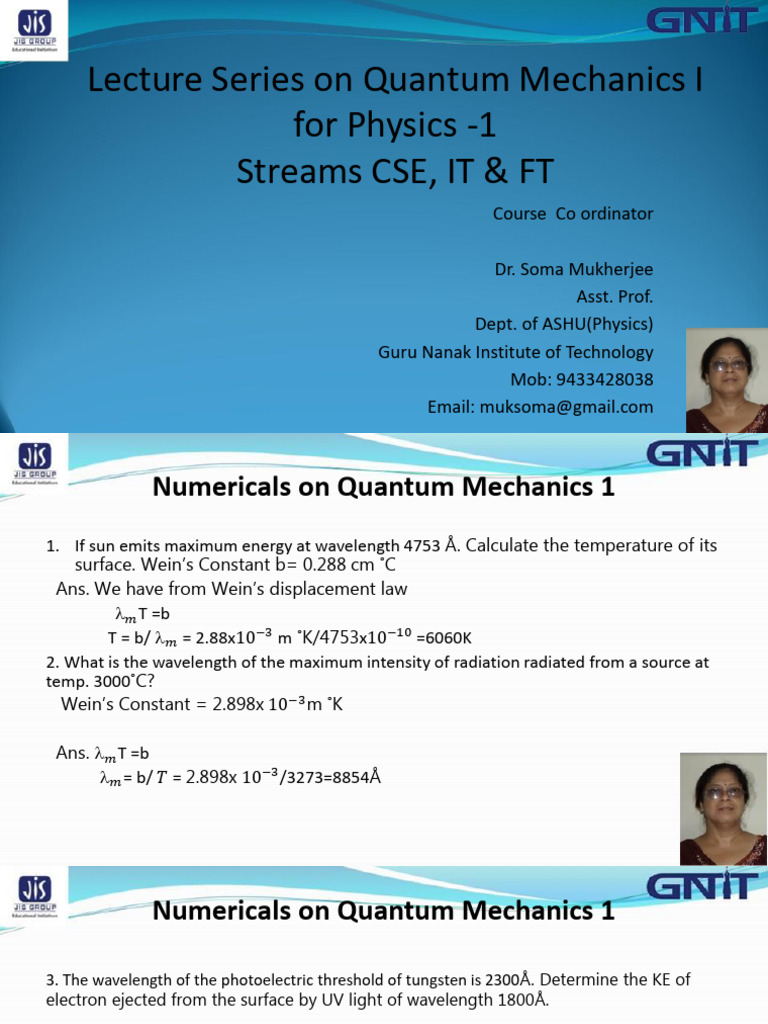 Quantum Mechanics 1 Lect 7 | PDF | Photoelectric Effect | Electron