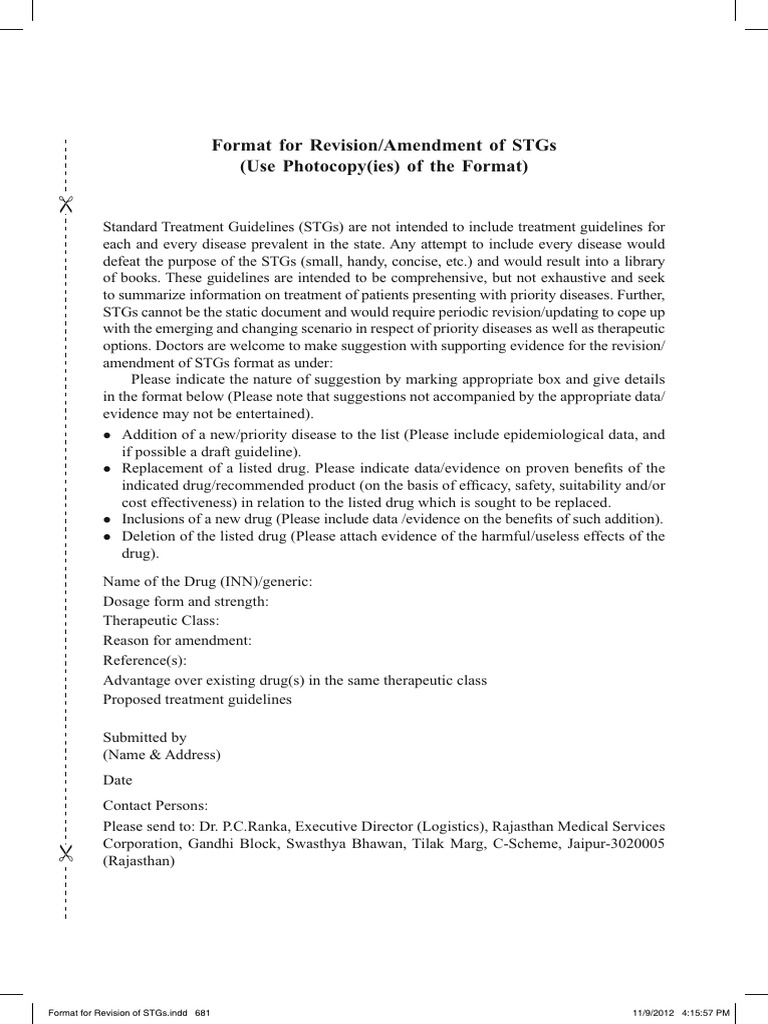 Format For Revision of STGs - Indd | PDF | Medical Treatments ...