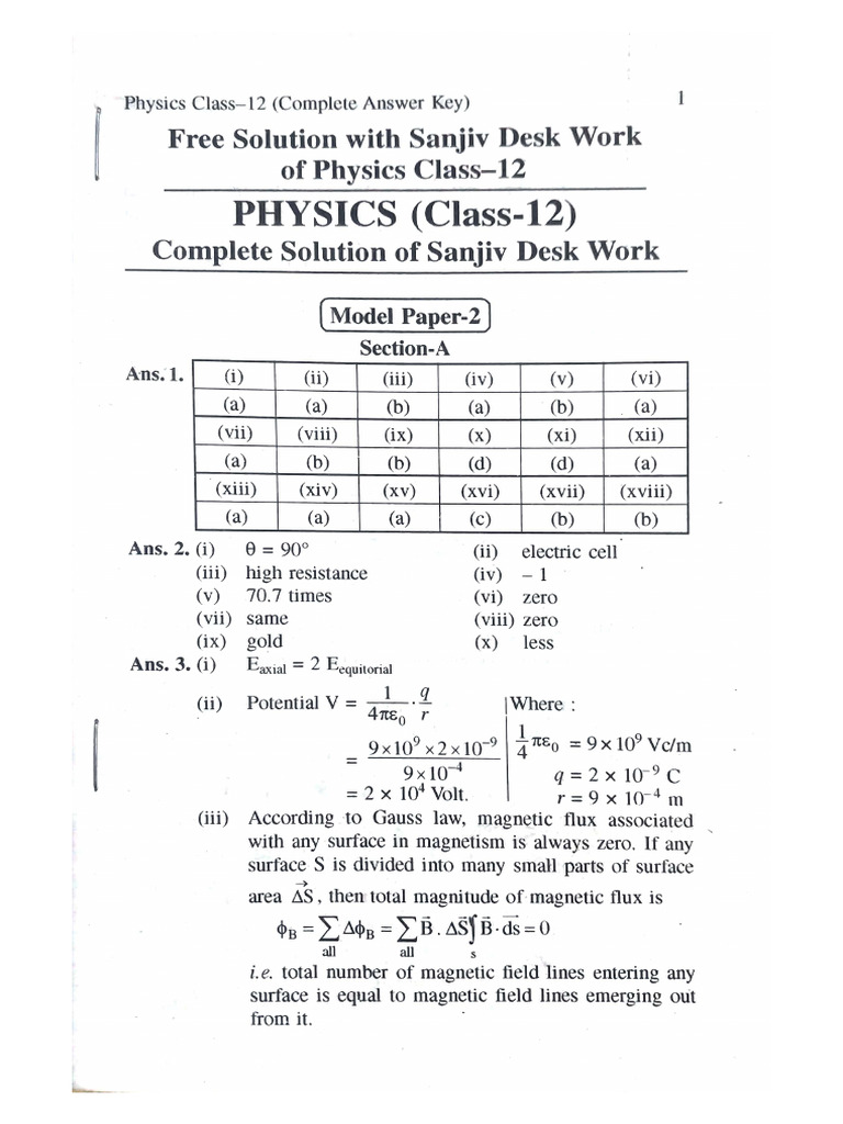 Class 12 Physics Answer Key 2025 | PDF | Atomic Nucleus | P–N Junction