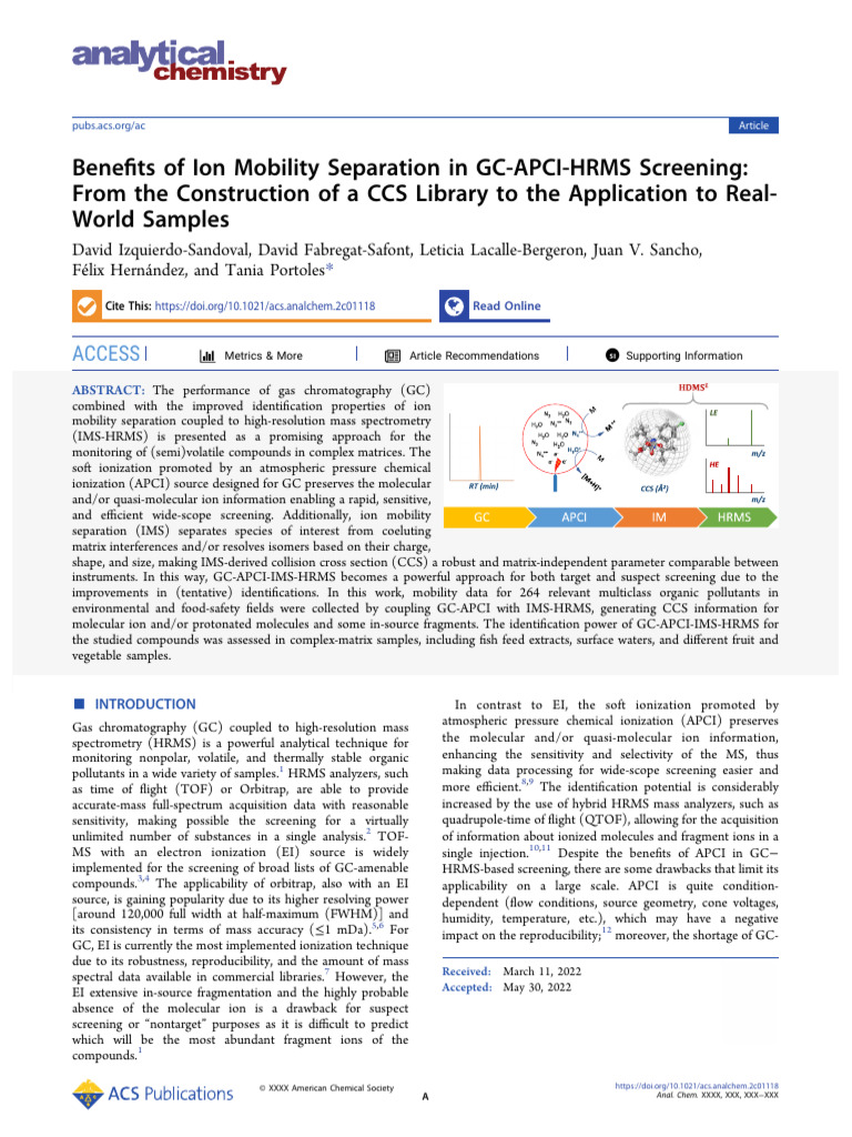 Acs Analchem 2c01118 | PDF | Mass Spectrometry | Gas Chromatography
