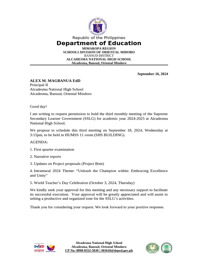Third Meeting Request Letter | PDF