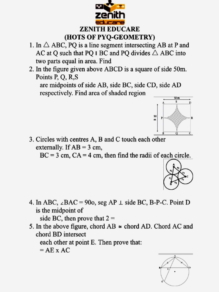 Maths geometry pyq hots pdf circle triangle