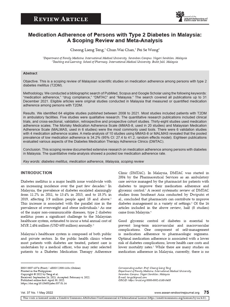 J ASEAN Fed Endocr Soc2022v37n1 - TengCL | PDF | Diabetes Management ...